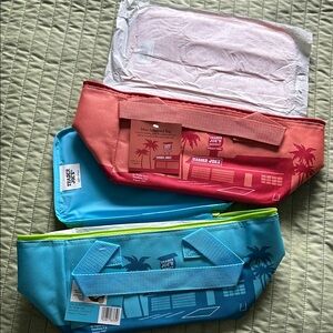 Trader Joe's Mini Insulate Cooler bag  Set in Coral and Blue